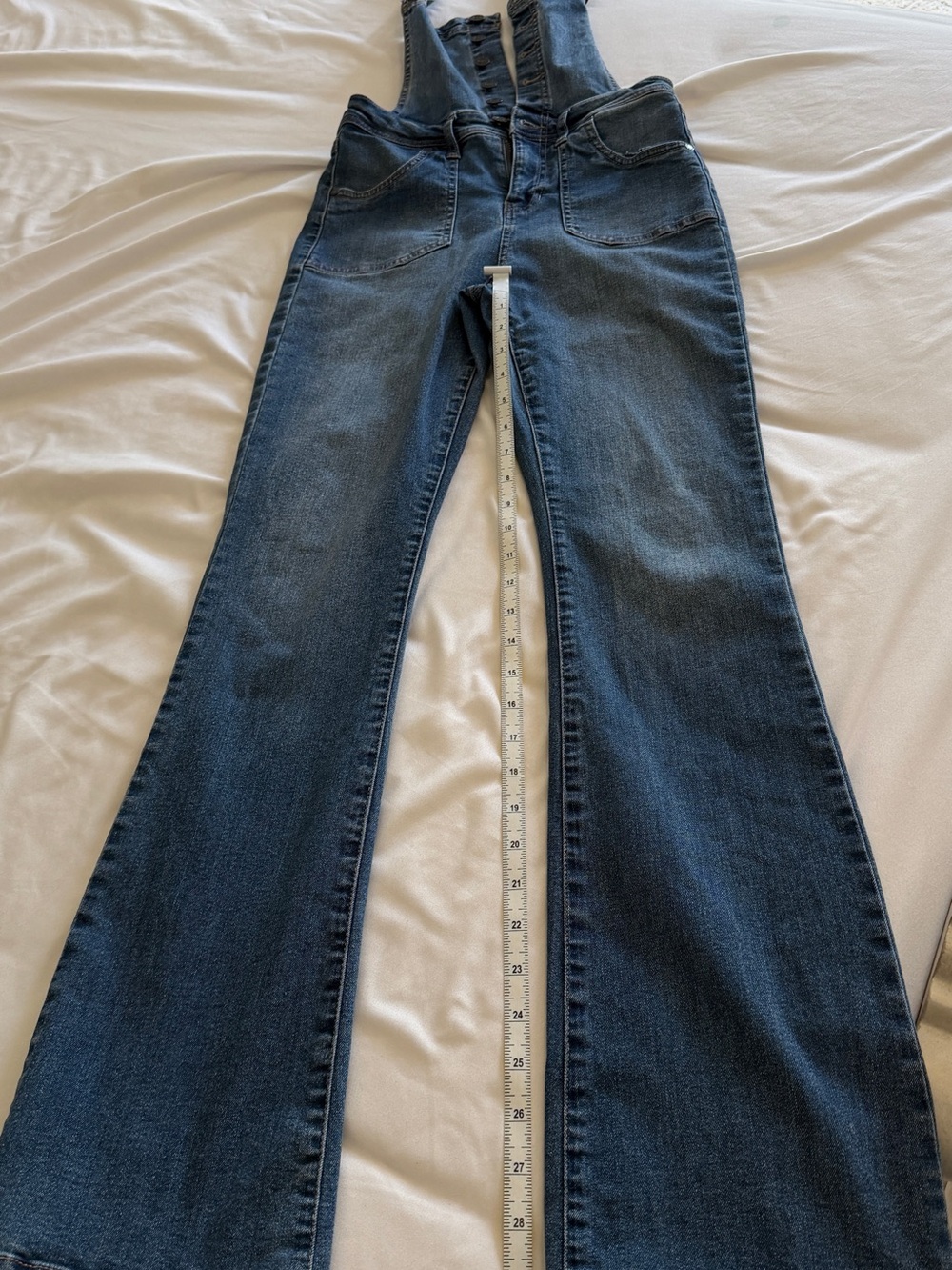 Dark Blue Women's Flared Jeans Overalls